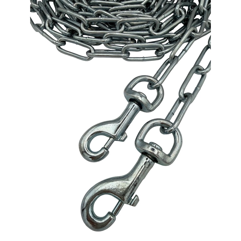 2 pack) Peerless 20ft Heavy-Duty Tie-Out Chain with Snaps, Dog Tie