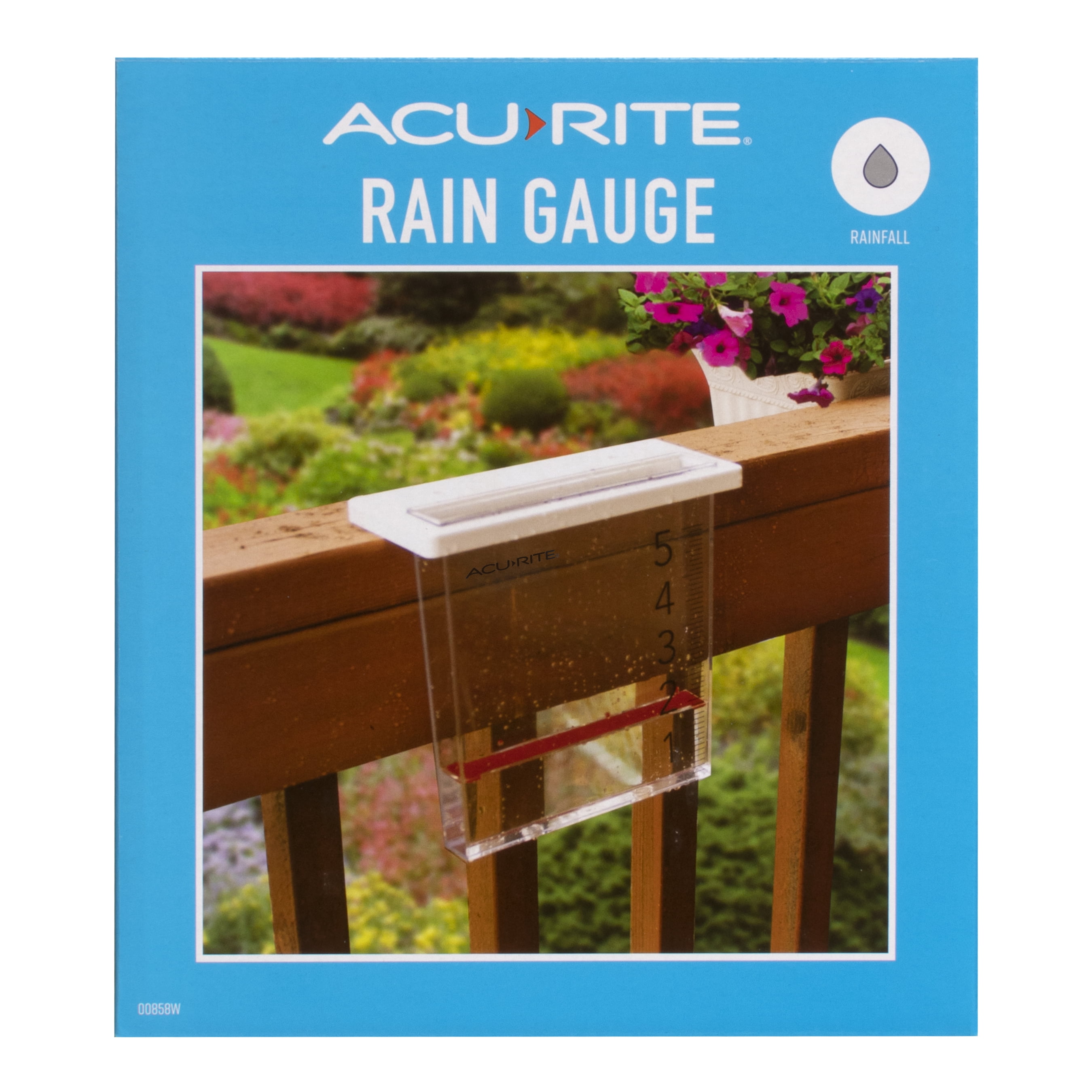 AcuRite Clear Waterfall Plastic Rain Gauge 1.5" x 8" x 9" (5-inch Capacity)