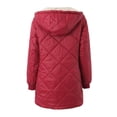 thumbnail image 5 of Chaqueta de invierno de algodón de longitud media con capucha y diseño geométrico impermeable y suave para mujer, 5 of 5