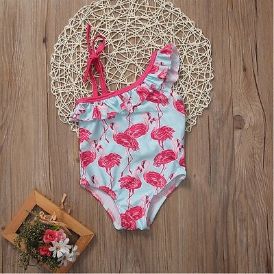 Baby Toddler Kids Girls Flamingo One Piece Swimsuit Swimwear Bathing Suit Bikini Biquini