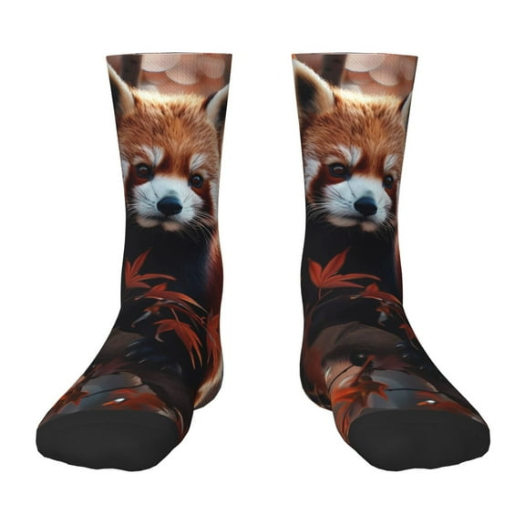 Honeii Red Panda Autumn Branches Print Children's Colorful Socks,Unisex Kids and Toddlers' Cushioned Sock,Kids Athletic Crew Socks,for Everyday Wear and Sports