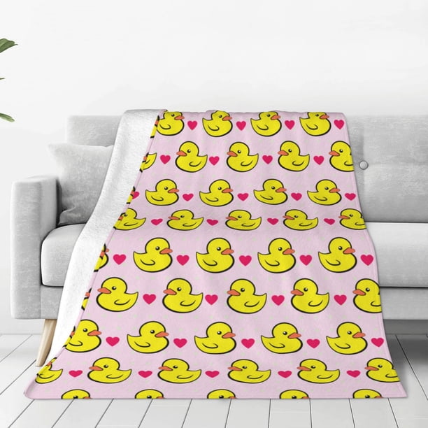 Balery Ducks And Pink Heart Manta de Felpa Suave y Acogedora – Cobija de Franela Aterciopelada para Cama, Lavable y Cálida para Sofá, Mascotas, Transpirable-80"x60"