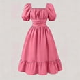 thumbnail image 6 of Adeawade Dresses For Girls 11-12 Years Solid Color Summer Sleeveless V Neck Waist Tie Flared Ruffle Party Dress For Formal Occasionss Casual Outfits Pink, 6 of 9