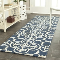 SAFAVIEH Cambridge Kimberly Geometric Wool Runner Rug, Navy/Ivory, 2'6" x 22'