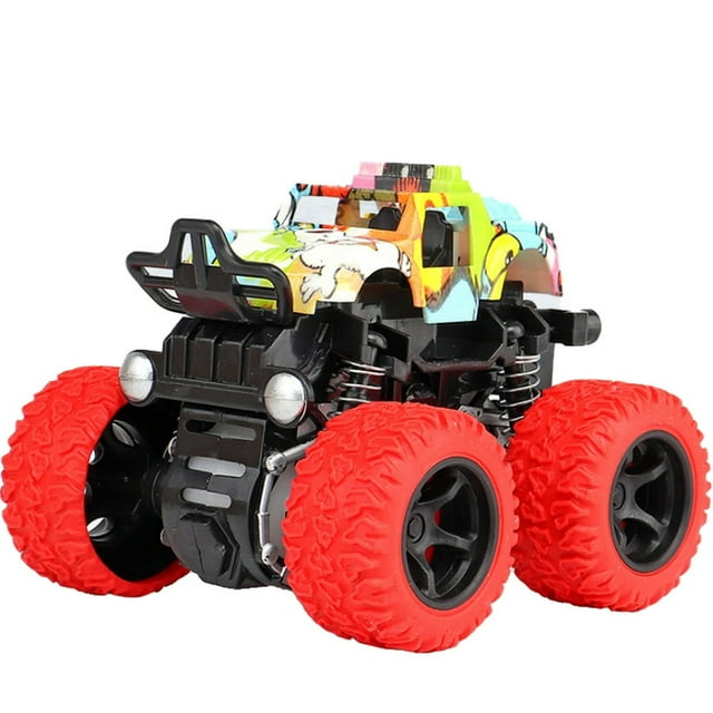 Mini Friction Powered Cars Toy Monster Truck With Shockproof Rubber Tires For Boys And Girls Inertial Off-Road Vehicle