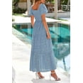 thumbnail image 2 of PRETTYGARDEN Summer Dresses for Women Eyelet Square Neck Puff Sleeve Smocked Wedding Guest Maxi Dress with Pockets, 2 of 8