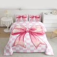thumbnail image 2 of Homewish Girly Pink Bow-tie Full Size Comforter Sets for Teens, Dreamy Fairy Tale Bedding Comforter Set, Princess Ribbon Style Reversible Bedding Sets, Lightweight Room Decor, 3pcs, 2 of 8