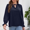 thumbnail image 2 of Womens Chiffon Blouse Dressy Fashion 2022 Long Sleeve V Neck Loose Casual Tie Neck Plain Blouses Tops and T Shirts, 2 of 5