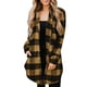 thumbnail image 4 of Chaqueta A Cuadros Para Mujer, Poliéster De Un Solo Pecho Para Mujer, Abrigo Con Cuello De Solapa A Cuadros, Longitud Media, Lavado A Máquina Con Bolsillos Para Uso Festivo ANGGREK Amarillo L, 4 of 4