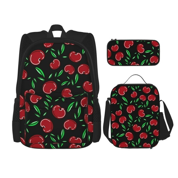 Fotbe Cherry Set Escolar 3 en 1 para Niños - Mochila Duradera con Lonchera Aislante y Estuche para Lápices - Mochila Escolar para Niños y Niñas