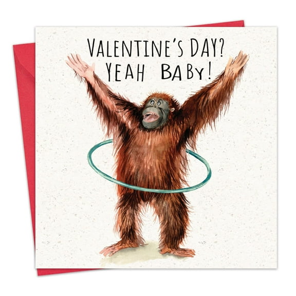 Twizler Funny Valentine Card with Orangutan - Valentine's Day Card for Husband Wife or Boyfriend Girlfriend - Him Her or Fiancé Fiancée Partner