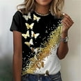 thumbnail image 1 of Pntutb moda adulta mujer cuello redondo manga corta tops camiseta estampados blusa suelta Pntutb Pntutb-7256, 1 of 5