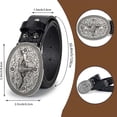 thumbnail image 4 of Unisex Western Punk Single‑Row Belt, Retro Floral Embossed Faux Leather Strap, Adjustable Size, Cowboy‑Inspired Casual Jeans Wear, Western Belt Buckle Black 115, 4 of 6
