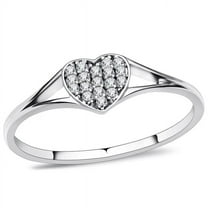 Alamode TS073-7 Women Rhodium 925 Sterling Silver Ring with AAA Grade CZ in Clear - Size 7