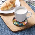 thumbnail image 3 of Vzayyk 4Pack Wooden Coasters With Cork Base Heat-Resistant Drink For Home Office Restaurant Orange Red Purple Brown White Florals, 3 of 7