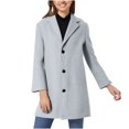 thumbnail image 2 of Inleife Women's New Fashionable Coats Solid Color Lapel Double Buckle With Pockets Woolen Coat Jacket, 2 of 6