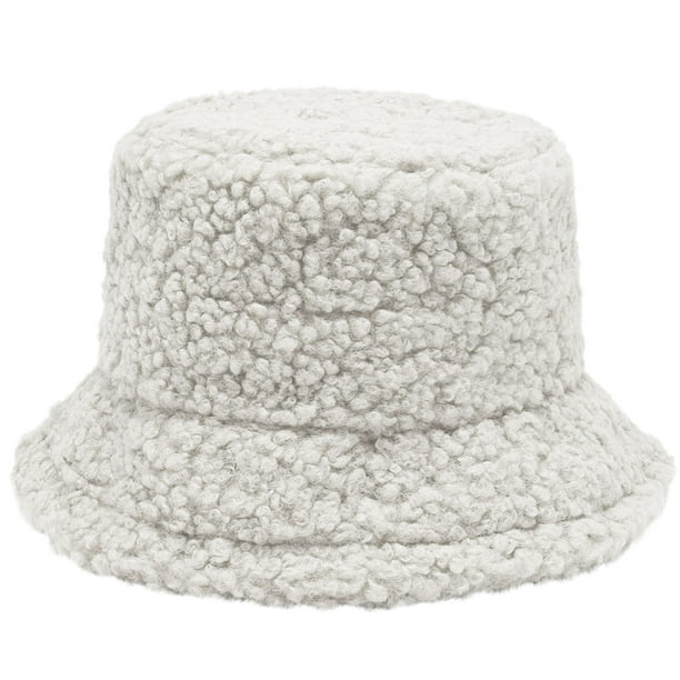 CEHVOM Teddy Style Lambs Wool Bucket Hat Cute Girls Outdoor Sports  Fisherman Cap For Women Casual Winter Warm Hat
