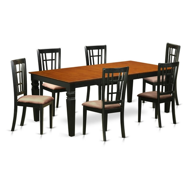 East West Furniture Logan 7 Piece Windowpane Dining Table Set Walmart