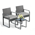 thumbnail image 6 of Lofka 3-Piece Patio Chairs Set with Glass Coffee Table, Outdoor Furniture Set for Garden, Porch, Bistro, Yard, Gray Cushion, 6 of 11