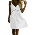thumbnail image 2 of Lovzfmll Casual Linen Blend Shift Maxi Dress for Women, Loose V Neck Short Sleeve Dress White, L, 2 of 9