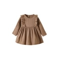 thumbnail image 1 of xiaxaixu Robe d'Automne pour Filles, Couleur Unie Col Rond à Volants Manches Longues, 1 of 8