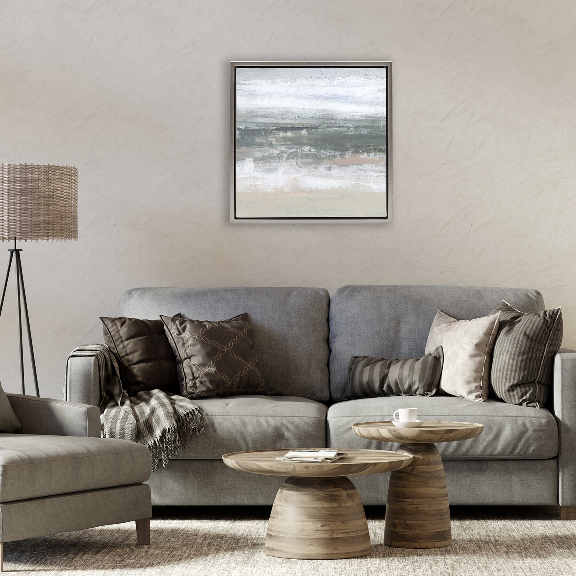 Stupell Industries Subdued Pastel Tides Gray Framed Floater Canvas Wall Art, design by Ethan Harper