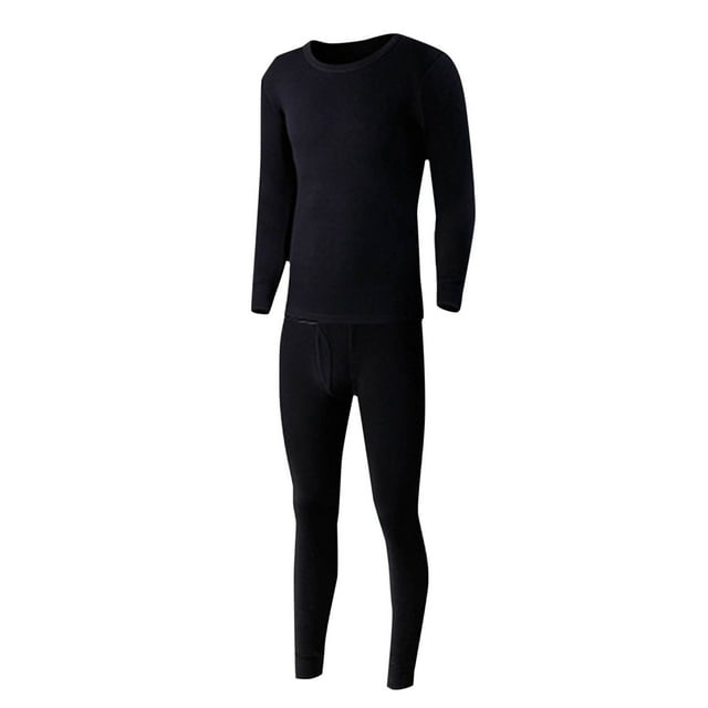 Chemises à Manches Longues pour Hommes Chemises à Manches Longues pour Hommes Coton Uni Coton Mince Col Rond Manches Longues sous-Vêtements Pantalon Ensemble