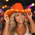 thumbnail image 5 of LED Light Up Cowboy Hat for Adults, Orange Western Cowboy Hat With Feather Trim, Lighted Party Cowgirl Hat for Holiday Night Event, 5 of 6
