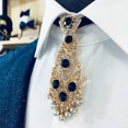 thumbnail image 3 of Corbata pequeña de diamantes metálicos para hombre, pajarita para vestido de boda, cuello de flores, corbata de cristal brillante para traje de caballero para niños, 3 of 4