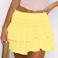 thumbnail image 2 of Telankuip Womens Lace Mini Skirts Ruffle Elastic Low Rise Layered Skirt Y2k Flowy Pleated Tiered Short Skirts 2025 Fashion Solid Color Lace Carnival Party Fashion Outfits Yellow S, 2 of 4