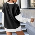 thumbnail image 6 of Women Color Block Pullover V Notch Crew Neck Sweatshirt Raglan Long Sleeve Sweatshirts Contrast Side Pocket 2XL, 6 of 6