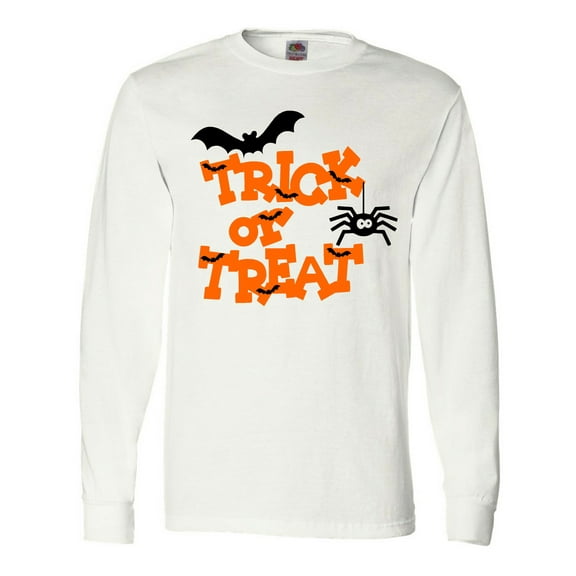 Inktastic Halloween Trick-or-Treat with Spider and Bats Long Sleeve T-Shirt