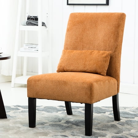 armless chair orange chenille fabric product