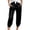 Black, variant on Womens Fashion Solid Comfortable Casual Slimming Mid Waist Sport Capri Pants Mid Calf Length Black L