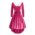 thumbnail image 7 of Stamzod 2025 Xmas Party Dresses for Women Long Sleeve Velvet Christmas Dress Holiday High Low Winter Dresses for Women 2025 Hot Pink L, 7 of 7
