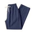 thumbnail image 6 of Jerdar Men's Linen Pants Elastic Waist Drawstring Multi Pockets Straight Leg Solid Color Lightweight Breathable Casual Summer Beach Vacation Trousers, 6 of 7