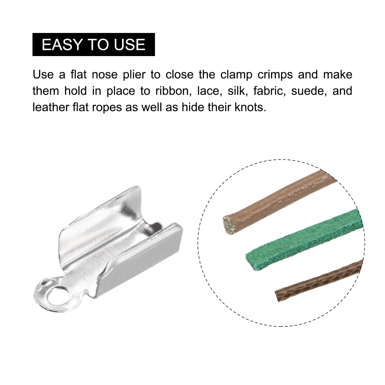 Unique Bargains Fold Over Cord Ends Terminators Crimp Cap Clasp Tips for Craft 4.5x11mm