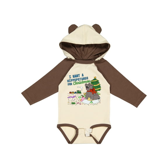 Inktastic I Want a Hippopotamus For Christmas Boys or Girls Long Sleeve Baby Bodysuit