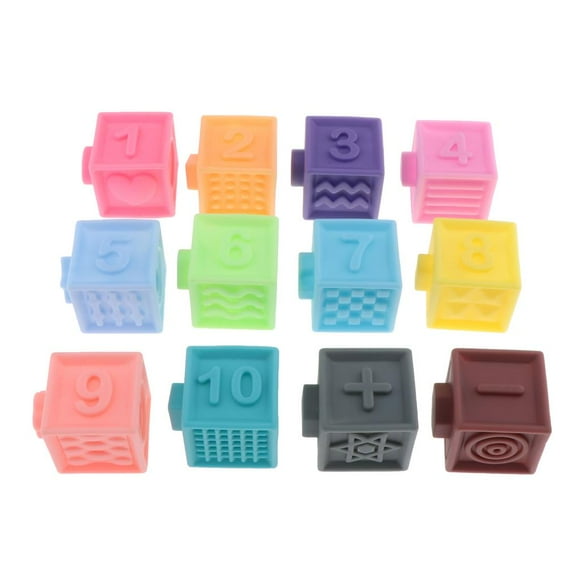 MERIGLARE Baby Grab Toy 3D Building Blocks Touching Hand Soft Balls Baby - Multicolor, 12pcs