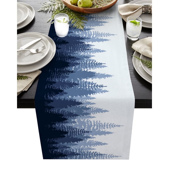 Ldtrchee Blue Forest, Table Runner 70 Inches, Modern Abstract Gradient Aesthetics Colored Bed Runner Dresser Scarves Tabletop for Indoor Outdoor Parties/Ceremony/Banquet, 13" x 70"
