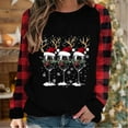thumbnail image 1 of BEFOKA Chandails en Molleton Mignons Athlétiques pour Sortir Manches Longues Col en V pour Femmes Chandail Imprimé Color Block Chandails de Noël, 1 of 4