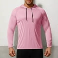 thumbnail image 2 of YLSDY Men's UPF 50+ Workout Shirts, Long Sleeve UV Sun Protection Hoodie, Hiking Running Swim Athletic Rash Guard Shirt Pink XL, 2 of 5