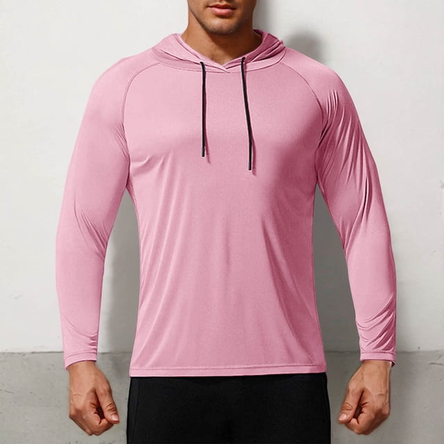 asjyhkr Chemises de Pêche UPF 50+ pour Hommes, Manches Longues Spf Protection Solaire Chandail à Capuchon Natation Course Randonnée