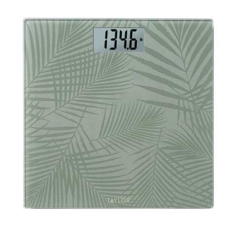Taylor Digital Glass body Weight Scale with Palm Leaf Design, Green