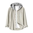 thumbnail image 5 of Nowekniz Corduroy Hooded Shirt Jacket, Waffle Long Sleeve Button Down Lightweight Casual Coat, Versatile Hooded Sweatshirt Tee for Daily Casual and Running Wear, 5 of 7