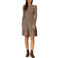 thumbnail image 1 of INSPIRE CHIC Robe Chandail Femme Col Rond Manches Longues Bouffantes Poches Latérales Couleur Unie TP Camel, 1 of 6