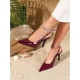thumbnail image 6 of On feet& in love Women's Patent Leather Pointed Toe Elastic Slingback High Heel Pumps, 6 of 6
