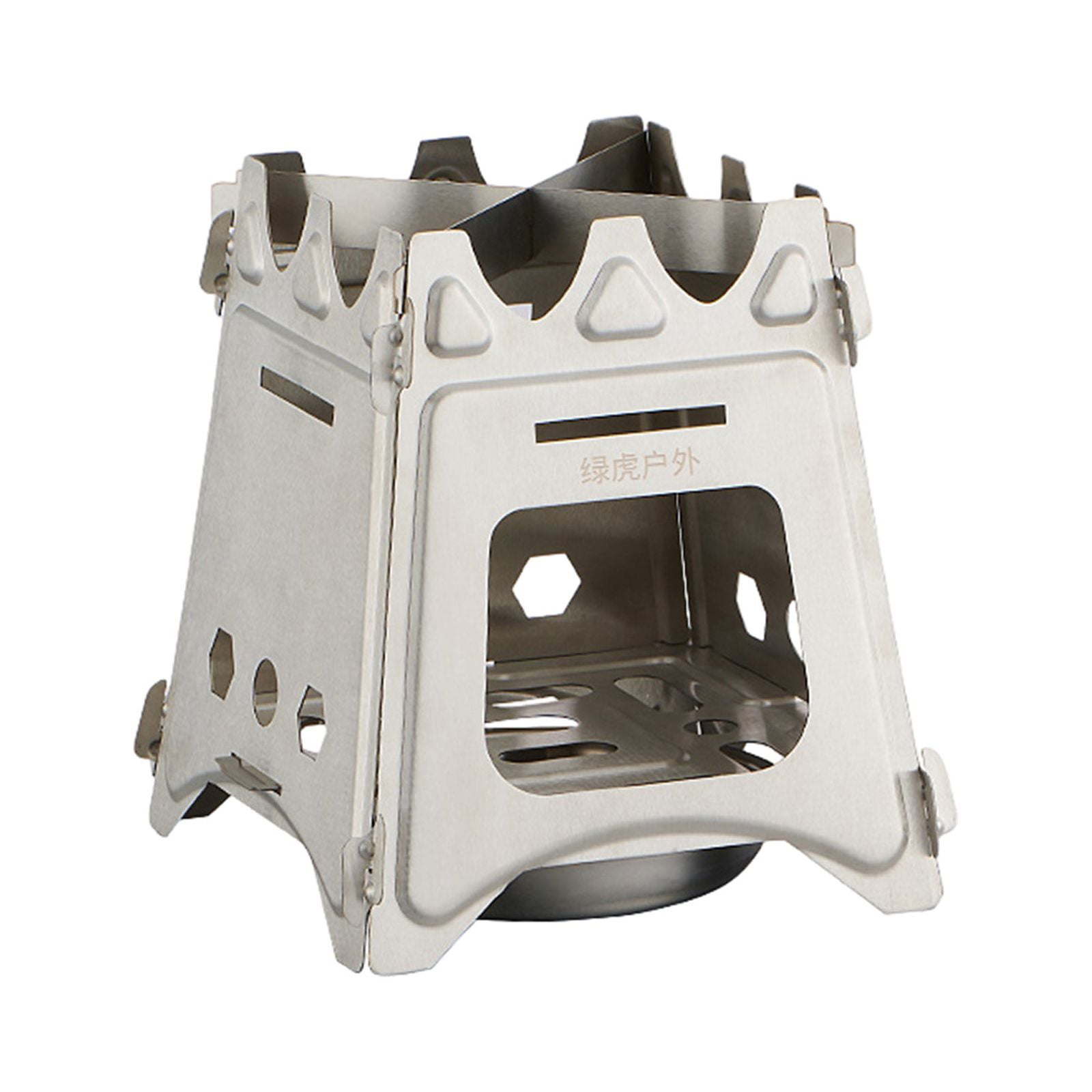 Stainless Steel Backpacking Stove, 6.2x7x4.3inch Portable Folding Camping Stove, Compact Durable Wood Burning Stove for Outdoor Cooking Hiking Camping Picnic BBQ and Bushcraft Survival