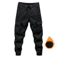 thumbnail image 1 of Pantalones de chándal con forro polar para hombre - Pantalones de senderismo con cintura elástica - Pantalones deportivos informales para actividades al aire libre, 1 of 8