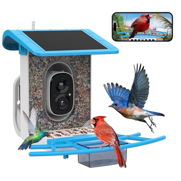 Smart Bird Feeder with Camera: Solar Powered Birdhouse with AI Recognition, Wireless Bird House with Camera for Outdoor, Unique Birthday Gifts for Mom Dad
